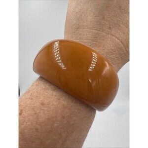 VINTAGE BUTTERSCOTCH BAKELITE CUFF BRACELET Unique Thick TESTED